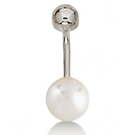 Piercing nombril or blanc 18 carats et perle de culture