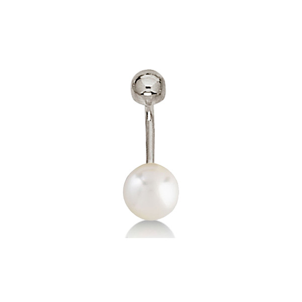 Piercing nombril or blanc 18 carats et perle de culture