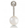 Piercing nombril or blanc 18 carats et perle de culture