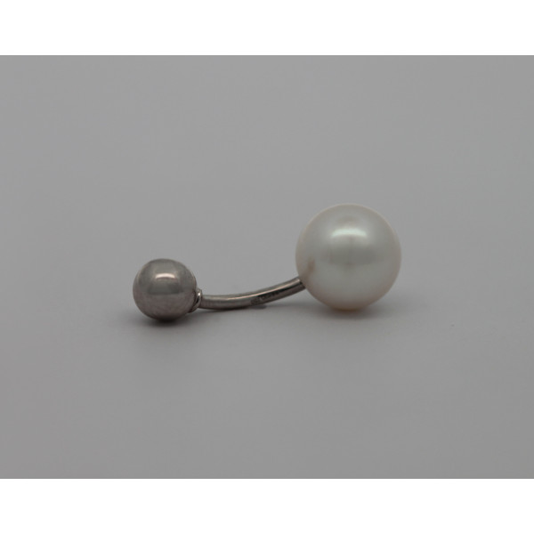 Piercing nombril or blanc 18 carats et perle de culture