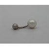 Piercing nombril or blanc 18 carats et perle de culture