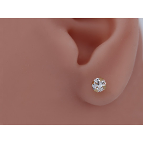 Boucle d'oreille zirconium 5 mm et or jaune 18 carats pour homme