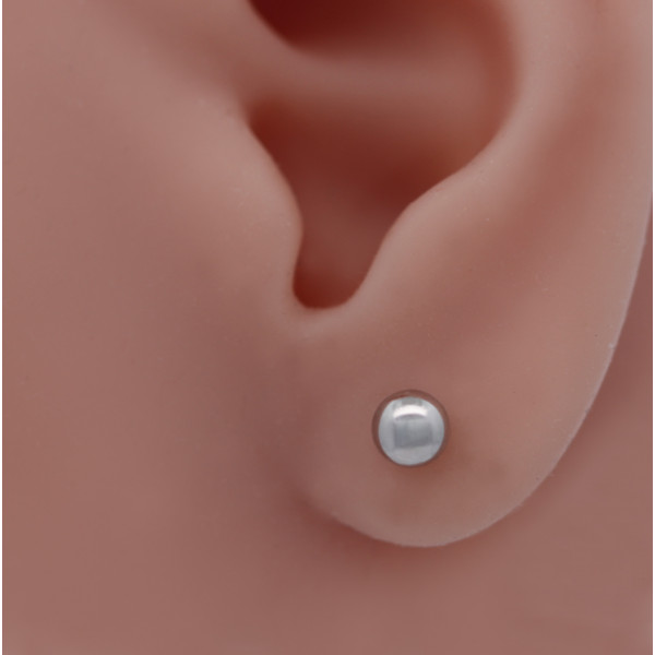 Boucle d'oreille or blanc 18 carats boule 5 mm pour homme