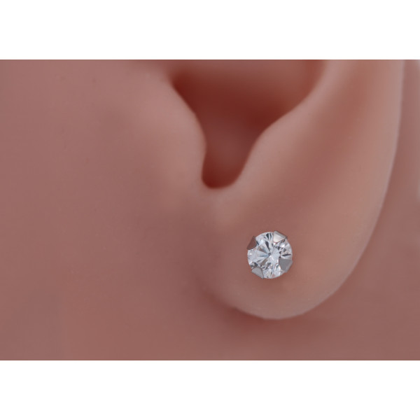 Boucle d'oreille zirconium 5 mm et or blanc 18 carats pour homme