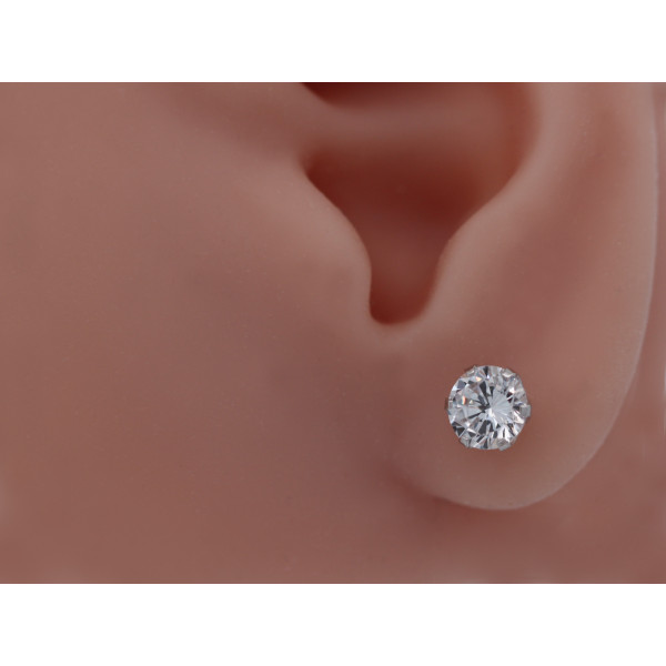 Boucle d'oreille zirconium 6 mm et or blanc 18 carats pour homme