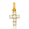 Pendentif croix  or jaune 18 carats et zirconiums