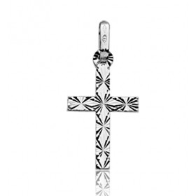 Pendentif croix en or blanc 18 carats réversible