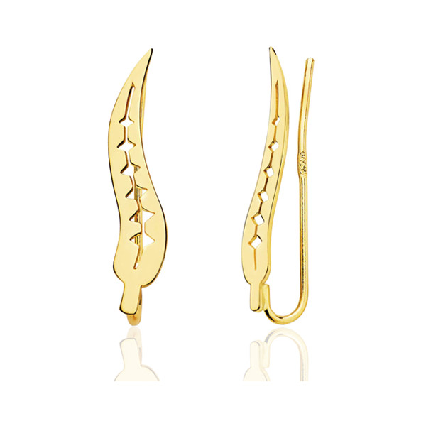 Boucles d'oreilles or 18 carats grimpantes "feuilles"