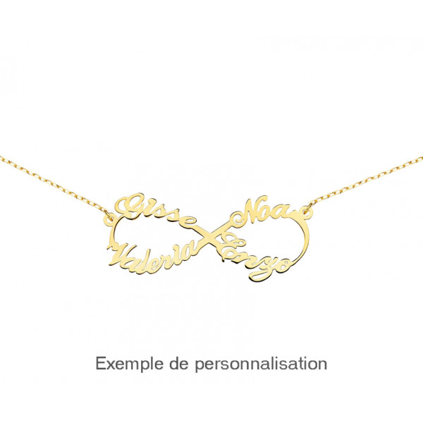 Collier en or jaune 18 carats "prénom infini" personnalisable