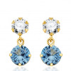 Boucles d'oreilles aigue-marine 6 mm, zirconium et or 18 carat