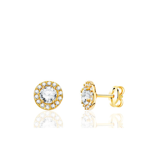 Boucles d'oreilles zirconium et or jaune 18 carat