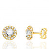 Boucles d'oreilles zirconium et or jaune 18 carat