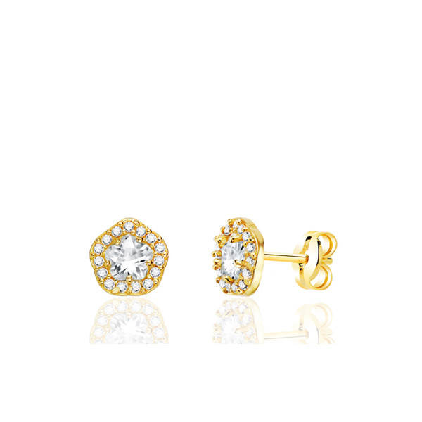 Boucles d'oreilles zirconium et or jaune 18 carat