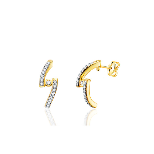 Boucles d'oreilles zirconium et or jaune 18 carat