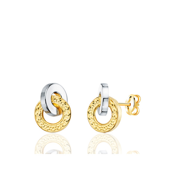 Boucles d'oreilles deux ors 18 carat "double cercles"