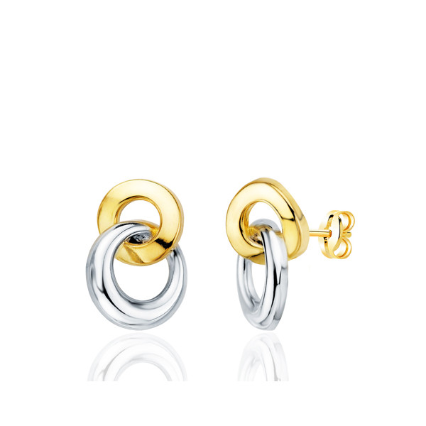 Boucles d'oreilles deux ors 18 carat "double anneaux"