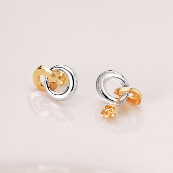 Boucles d'oreilles deux ors 18 carat "double anneaux"