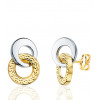 Boucles d'oreilles deux ors 18 carat "double anneaux"