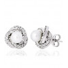 Boucles d'oreilles perle de culture, zirconium et or 18 carat