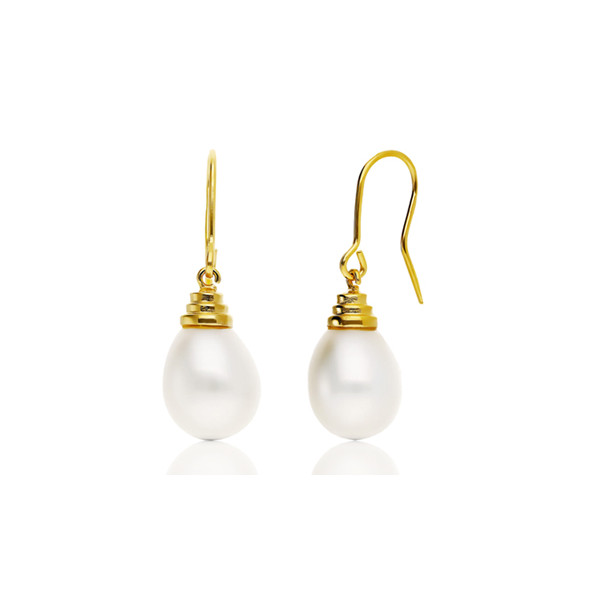 Boucles d'oreilles perle de culture et or jaune 18 carat