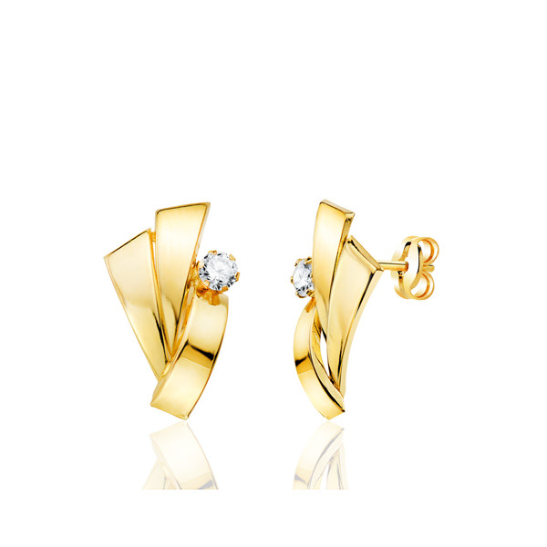 Boucles d'oreilles or jaune 18 carat et zirconium