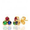 Boucles d'oreilles or jaune 18 carat et zirconiums de couleur