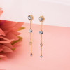 Boucles d'oreilles pendants or jaune 18 carats et zirconiums