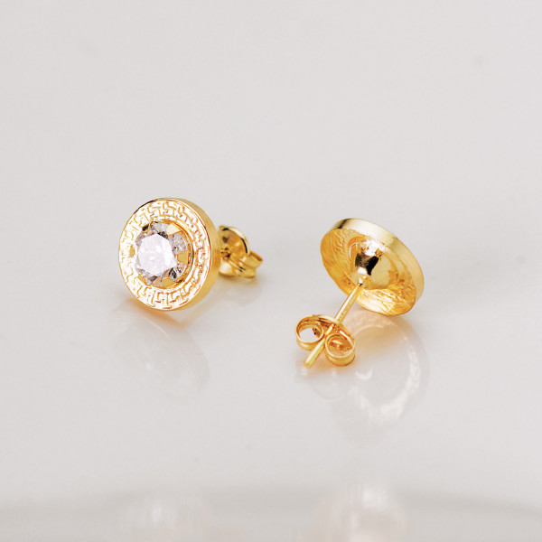 Clous d'oreilles or jaune 18 carats et zirconiums