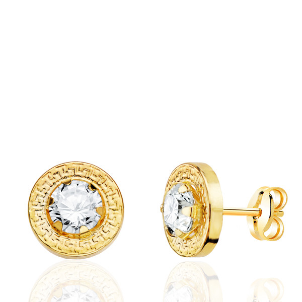 Boucles d'oreilles or jaune 18 carats et zirconiums