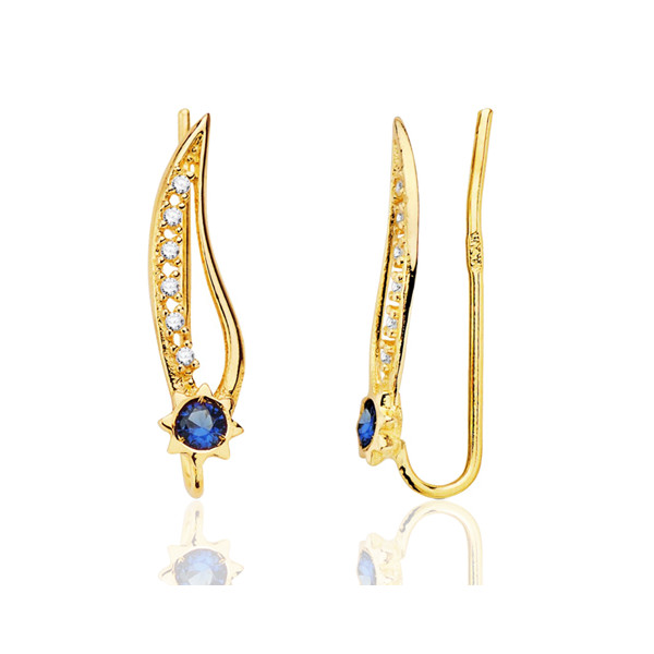 Boucles d'oreilles or 18 carats grimpantes et zirconiums