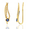 Boucles d'oreilles or 18 carats grimpantes et zirconiums