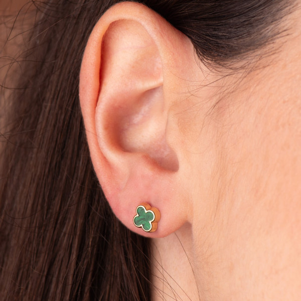 Boucles d'oreilles malachite et or 18 carats