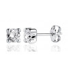 Boucles d'oreilles or blanc 18 carats zirconium 4 mm