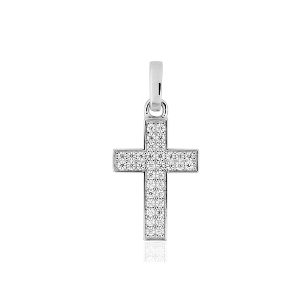 Croix or blanc 18 carats et diamant 0,29 carat