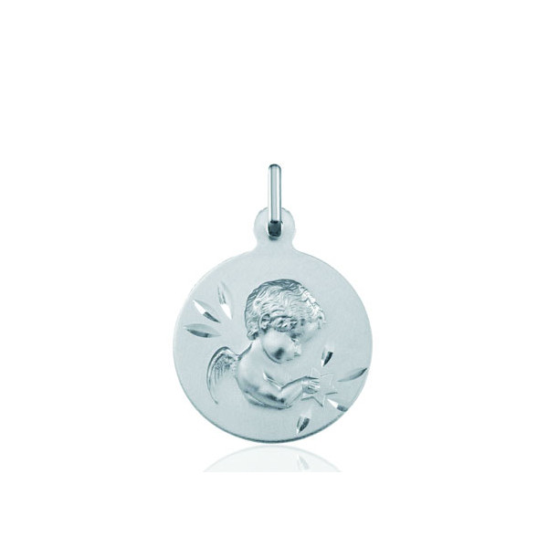 Pendentif "ange" or blanc 18 carats