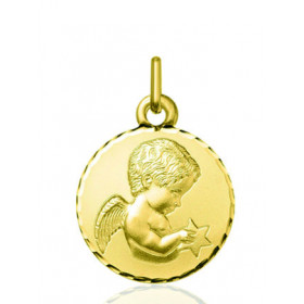 Pendentif "ange avec son étoile" or 18 carats