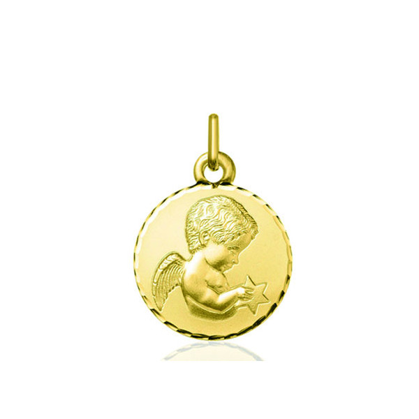 Pendentif "ange avec son étoile" or 18 carats