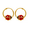 Boucles d'oreilles or jaune 18 carats créoles et coccinelle pour enfant
