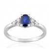 Bague diamant 0,048 carat, saphirs 0,56 carat or blanc 18 carats
