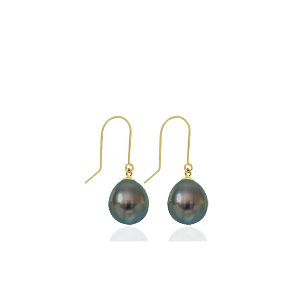 Boucles d'oreilles perle de Tahiti 7/8 mm et or 9 carat