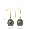 Boucles d'oreilles perle de Tahiti 7/8 mm et or 9 carat