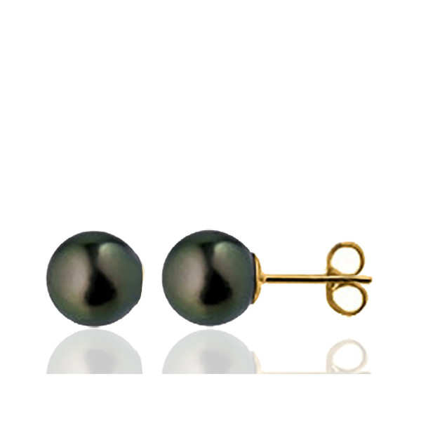 Boucles d'oreilles perle de Tahiti et or jaune 9 carat