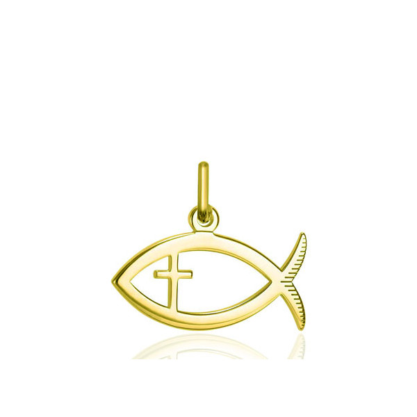 Pendentif "symbole Chrétien poisson" or jaune 18 carats