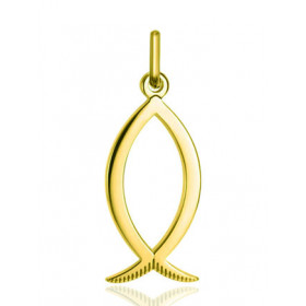 Pendentif "symbole Chrétien poisson" or jaune 18 carats