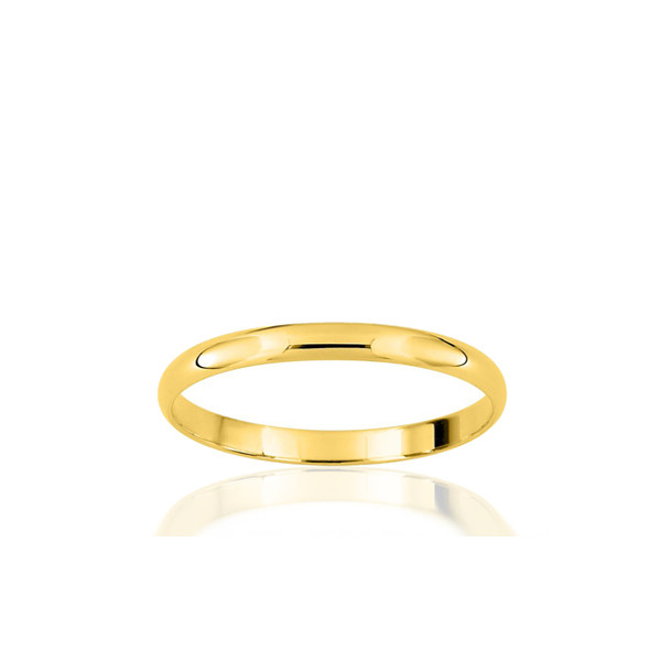 Alliance or jaune 9 ou 18 carats demi-jonc 2 mm