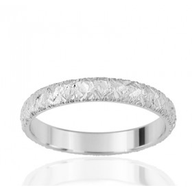 Alliance or blanc 18 carats finition brute