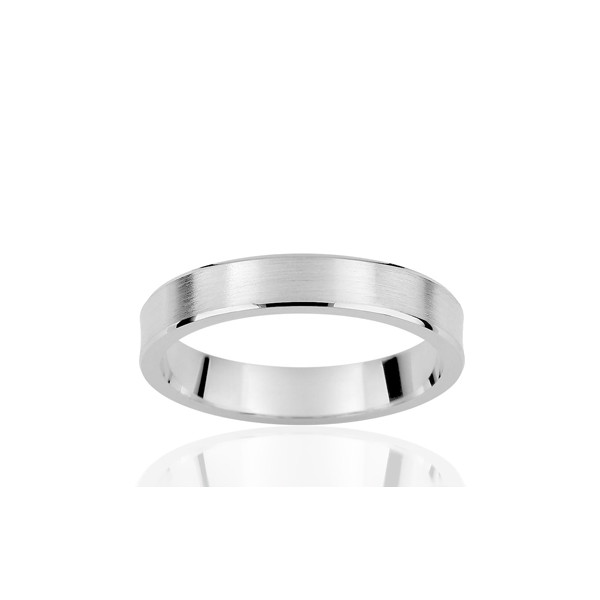 Alliance or blanc 18 carats finition brossée