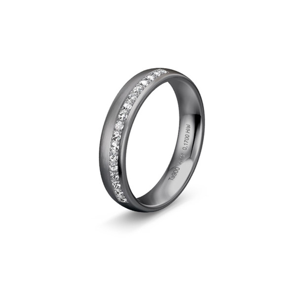 Alliance de mariage en tantale et diamant 0,17 carat