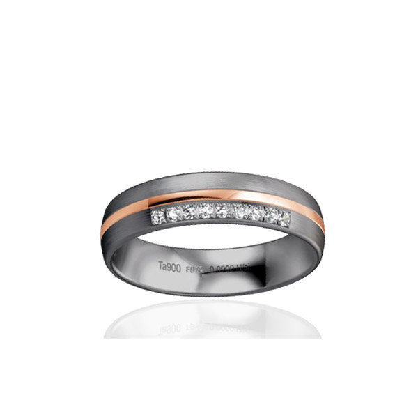 Alliance en tantale, or rose 18 carats et diamant 0,090 carat