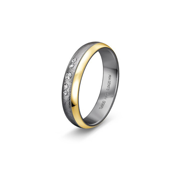 Alliance en tantale et or jaune 18 carats et diamant 0,042 carat BREUNING - 4,5 mm